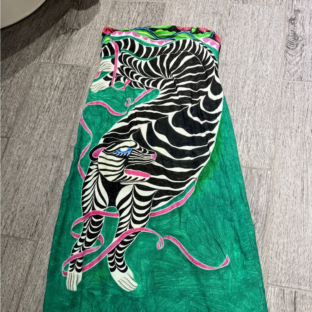 Anthropologie Green Zebra Print Dress